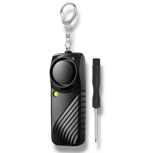 防犯ブザー 防犯アラーム 130dB LEDライト付き ブラック 電池式