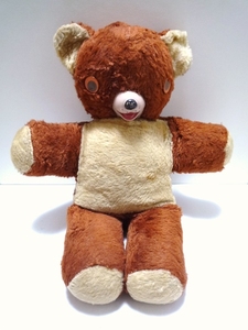 40*s Vintage bear bear .. music box attaching soft toy sofvi 36cm rank ko. character zipper made in Japan interior .