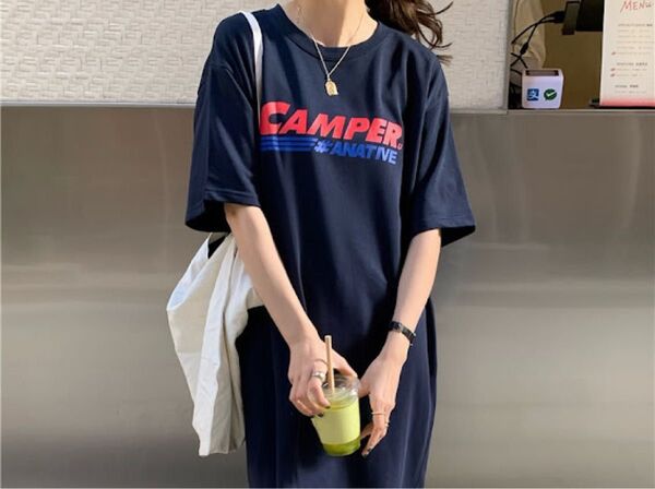 新品 ワンピース チュニック Tシャツ ロング丈 韓国 レディース オルチャン