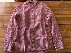 maillot sunset gingham small collar shirts　REDxWHITE