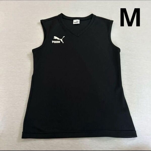 PUMA ブラック Vネック タンクトップ MENS M