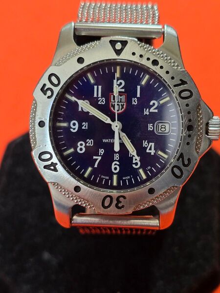 ●超特価・美品・LUMINOX BLUE DIAL QZ腕時計 ステンレスメッシュバンド新品未使用
