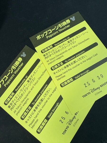 ディズニーランド ディズニーシー ポップコーン引換券 2枚 ディズニー