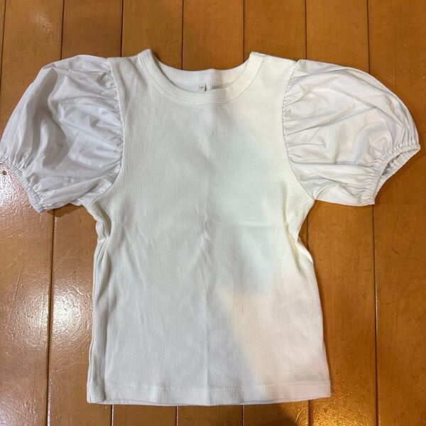 キッズ トップス110cm 女の子 ホワイト 半袖Tシャツ