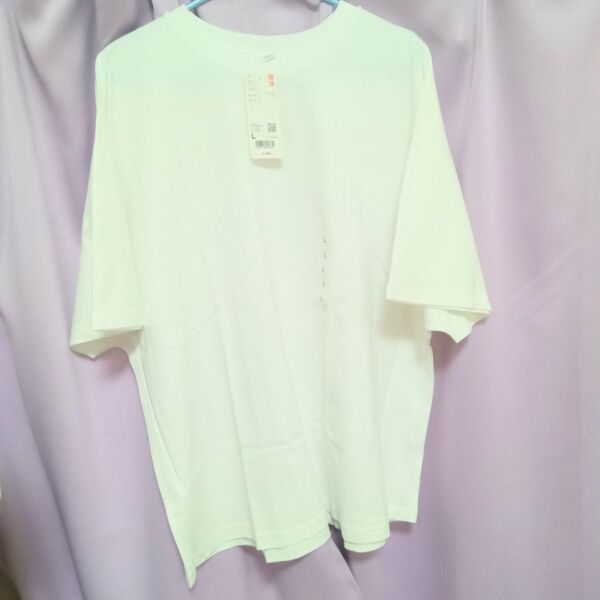 【新品】ユニクロ5分袖レディースリラックスTシャツ(L)白