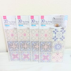 【3Dタイルステッカー4枚】DAISO