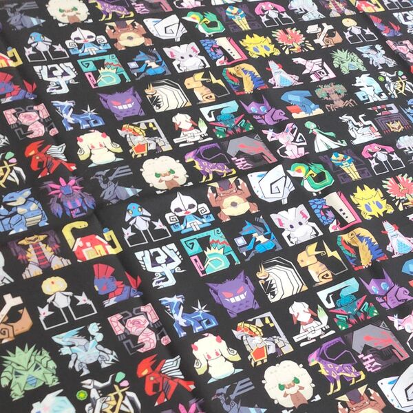 縦48×横幅140 シーチング厚程度 綿/polyester 薄手生地 はぎれ ポケットモンスター 古典的 ラスイチ。