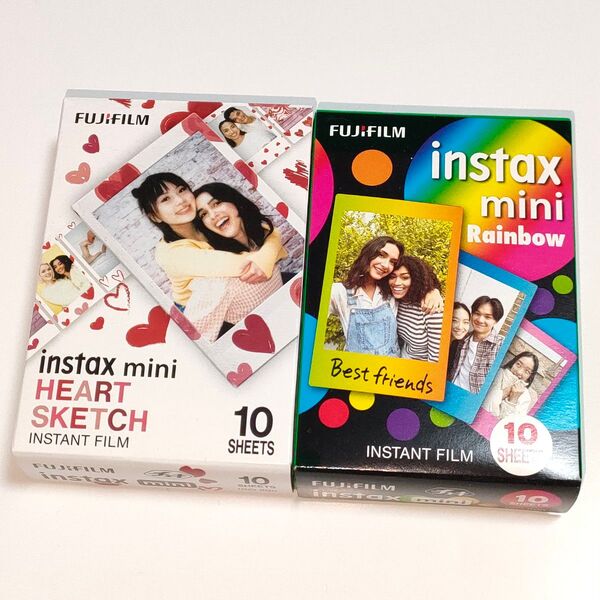 富士フィルム instax mini チェキ 20枚(10枚入× 2) ハートスケッチとレインボー