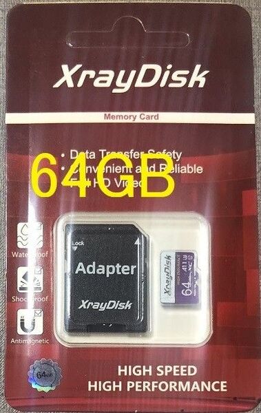 XrayDisk認証品の64GB microSDカード,SDアダプタ即納