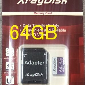 XrayDisk認証品の64GB microSDカード,SDアダプタ即納