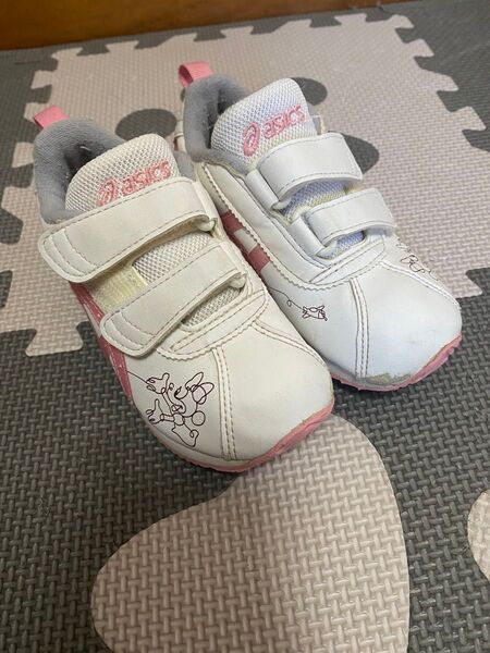 asics キッズスニーカー 白 ピンク ミッキー ミニー