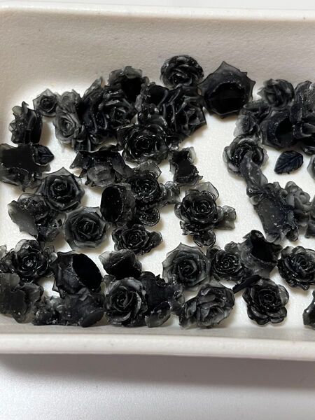A−4 デコパーツ 軟式 黒薔薇 樹脂パーツ