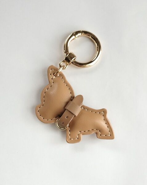 キーホルダー コーヒー色 犬 PUレザー キーチャーム かわいい
