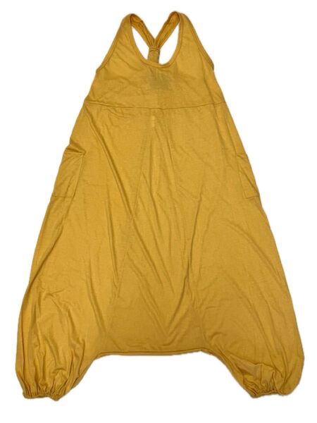 未使用品 ジャンプスーツ オールインワン マスタードイエロー ポケット付き サロペット つなぎ