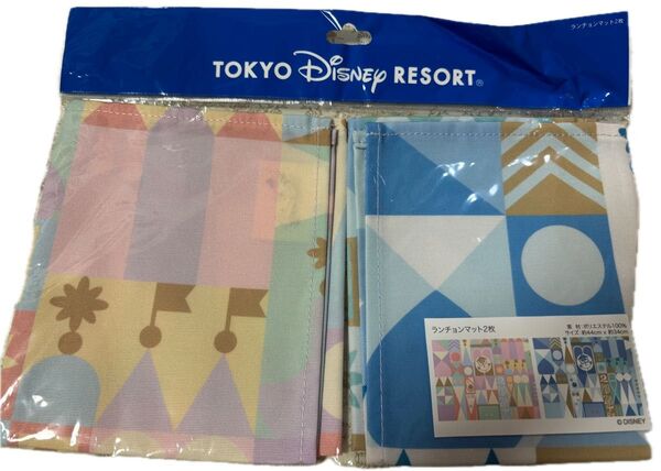東京ディズニーリゾート イッツァスモールワールド柄 ランチョンマット2枚セット ピンクとブルー