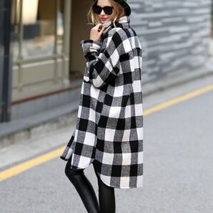 DiamondHearts ★ ブロックチェック柄シャツワンピース ★ チェックロングシャツ ★ シャツワンピース