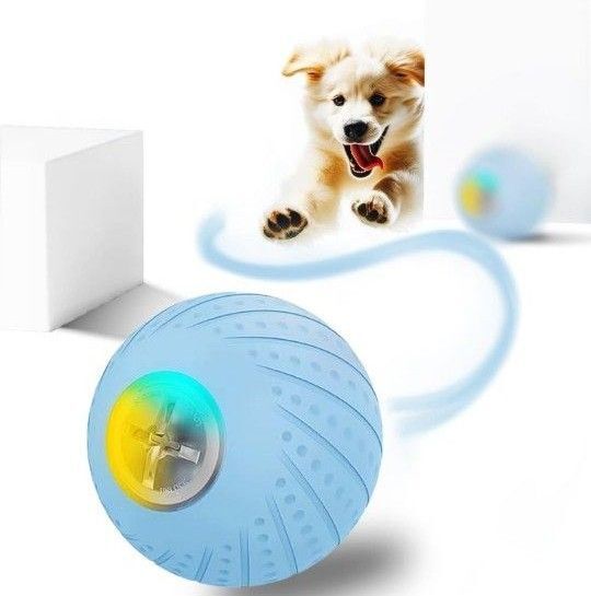 犬 ボール 自動 犬用 電動 おもちゃ ペット用 動くボール 勝てに動き 留守番中の運動不足解消に最適 (ブルー)