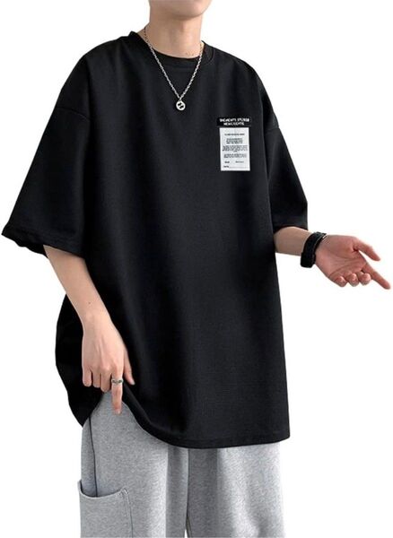 通気性抜群★ メンズ ワッフル Tシャツ M ブラック ポリエステル100%tシャツ 半袖 夏服 メンズ カジ