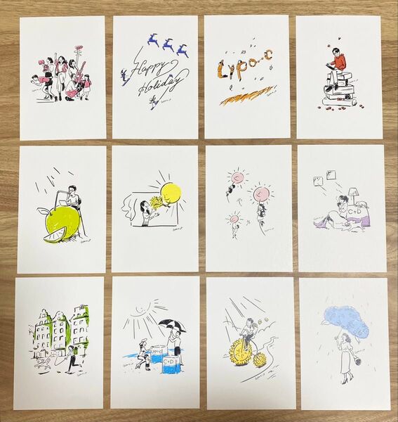 イラスト付きポストカード 12枚セット