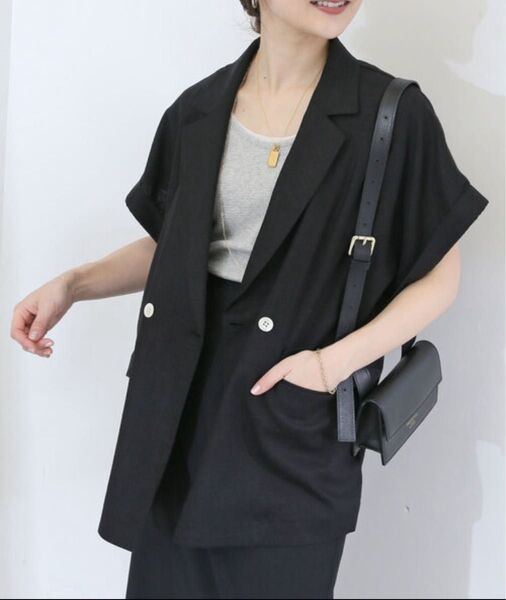SLOBE IENA リネンレーヨンハーフスリーブャケット スローブイエナ