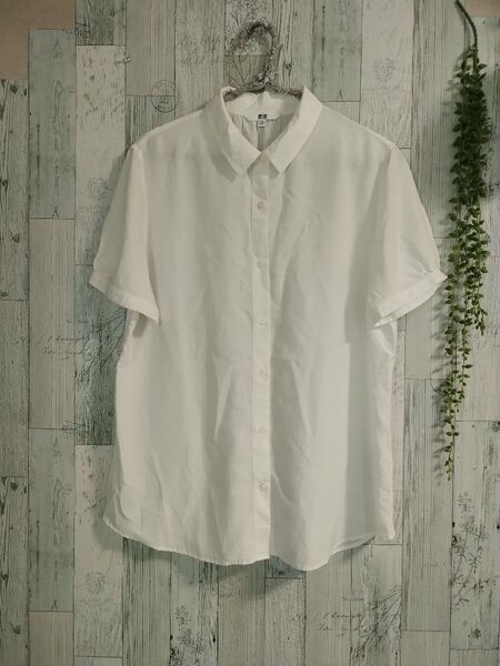 UNIQLO 半袖シャツ XL ホワイト パフスリーブ