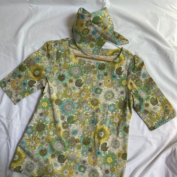【美品】DAMAコレクション リバティー スカーフ付き 五分丈 Tシャツ Mサイズ 綿