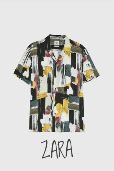 ZARA ザラ レーヨン プリント柄シャツ