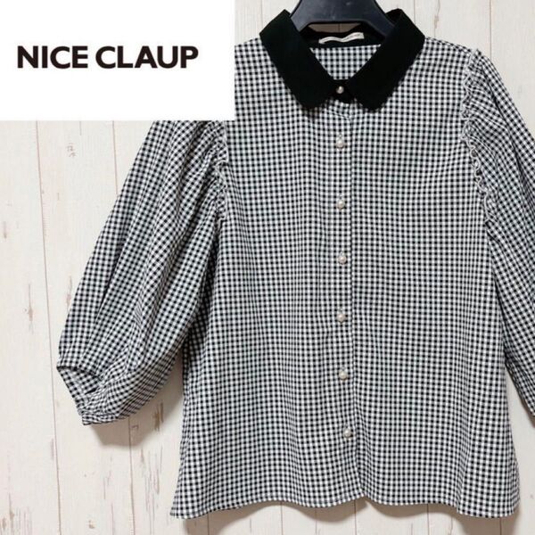 ナイスクラップ NICE CLAUP シャツ ブラウス ギンガム ブラック