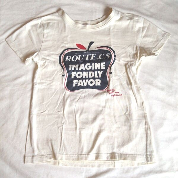 アイアイエムケー 半袖Tシャツ Sサイズ 140 クリーム色 オフホワイト りんご