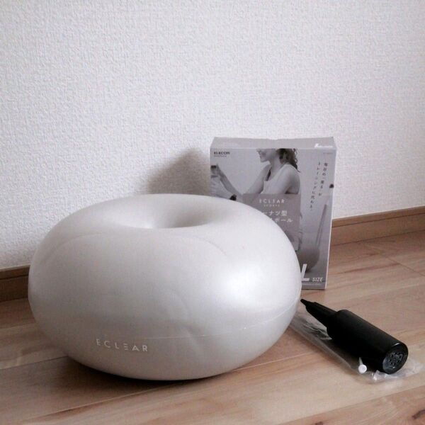 エクリア ドーナツ型バランスボール Lサイズ 直径50cm(アイボリー)HCF-BBDLIV