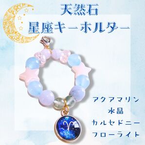 天然石☆星座チャームキーホルダー