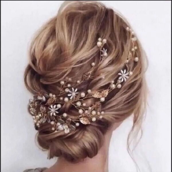 小花リーフ ヘッドドレス 前撮り ウェディング 結婚式 パーティ 髪飾り ゴールド ブライダル ヘアアクセサリー ウェディング