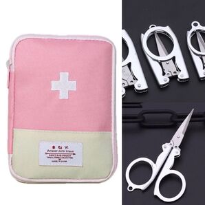救急箱 ポーチ 常備薬入れ 防災 アウトドア 地震 持ち運び 軽量 薄い ポーチ ピンク マルチケース 登山 ファーストエイド