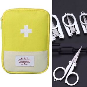 救急箱 ポーチ 色 常備薬入れ 防災 アウトドア 地震 持ち運び 軽量 薄い ポーチ マルチケース ファーストエイド