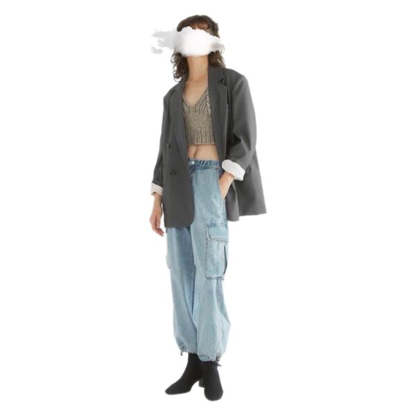 定価1万6千!シールームリン ルーズカーゴデニム ワイドストレート ライトブルー