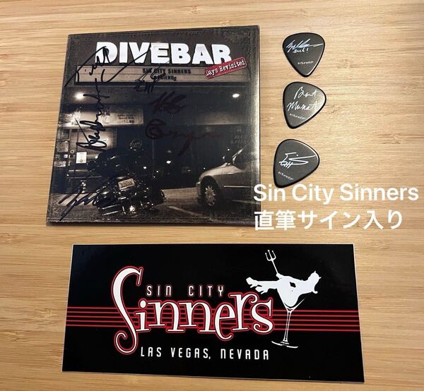 Sin City Sinners シンシティシナーズ 直筆サイン入りCD ギターピック、ステッカー付き