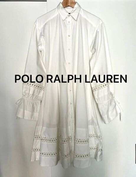 ポロラルフローレン 白シャツワンピース ふんわり袖 POLO RALPH LAUREN