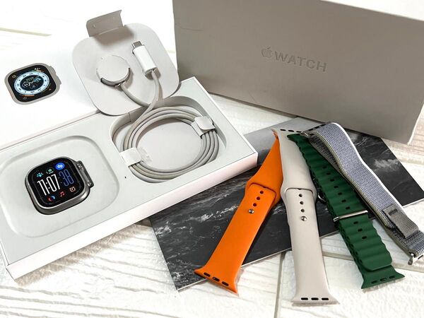 Apple Watch ULTRA チタニウム 49mm アップルウォッチ ウルトラ GPS Cellular 新品社外バンド4本
