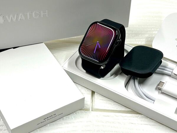 バッテリー100% Apple Watch Series10 42mm ジェットブラック アルミニウム アップルウォッチ GPS
