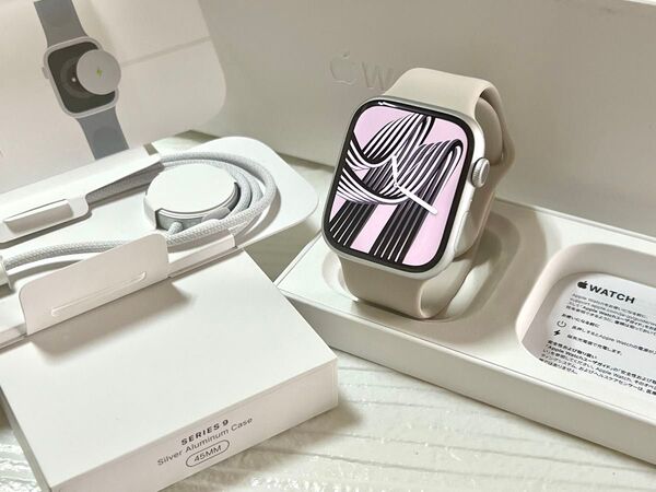 Apple Watch Series9 45mm シルバー アルミニウム アップルウォッチ GPS 未使用に近い 製品保証あり