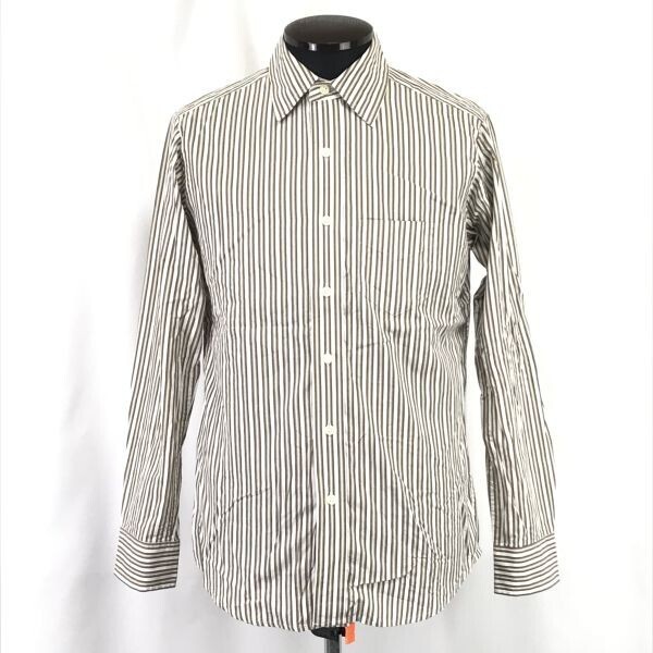 美品★ギャップ/GAP★長袖シャツ【メンズXS/CLASSIC FIT/ホワイト×ベージュ/ストライプ柄】Tops/Shirts◆BH846