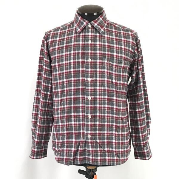 美品★トロイ/TOROY★長袖フランネルシャツ【メンズM/ワインレッド×ホワイト/チェック柄】/秋冬/Tops/Shirts◆BH847