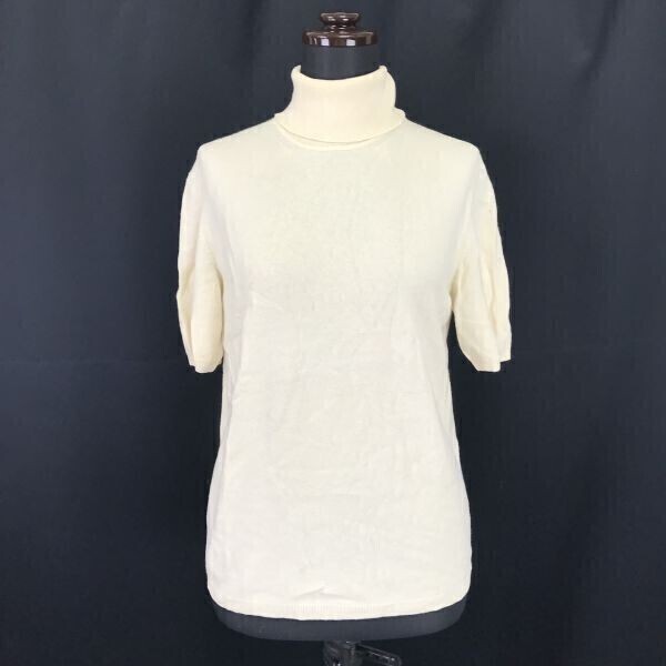 Made in Italy★Les Copains/レ・コパン★カシミヤ100%/タートルネック/半袖セーター【women’s size -42/アイボリー】cashmere◆BH139