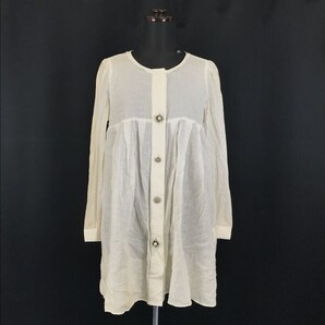 REKISAMI/レキサミ★長袖ノーカラーシャツ/シースルー【Women's size-S/36/白/White】Tops/Shirts◆BG905