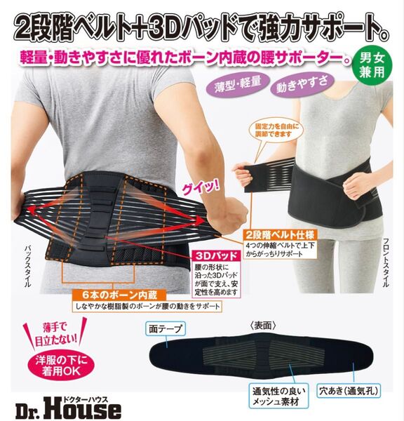 Dr.House ボーン&3Dプレート腰サポーター