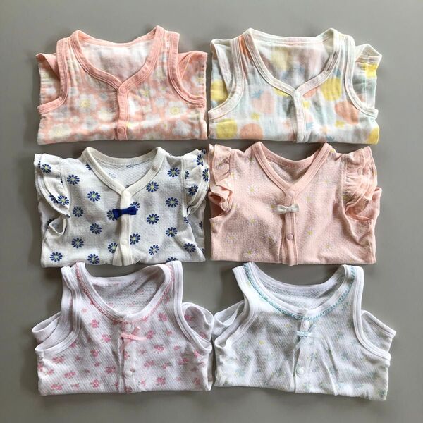 まとめ売り ベビー 70 ロンパース タンクトップ メッシュ 前開き 女の子 肌着 下着 西松屋