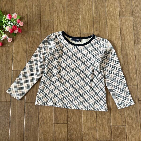 バーバリー ロンドン ノバチェック 長袖シャツ かわいい キッズ100 カットソー ロンT 長袖Tシャツ 長袖 Tシャツ