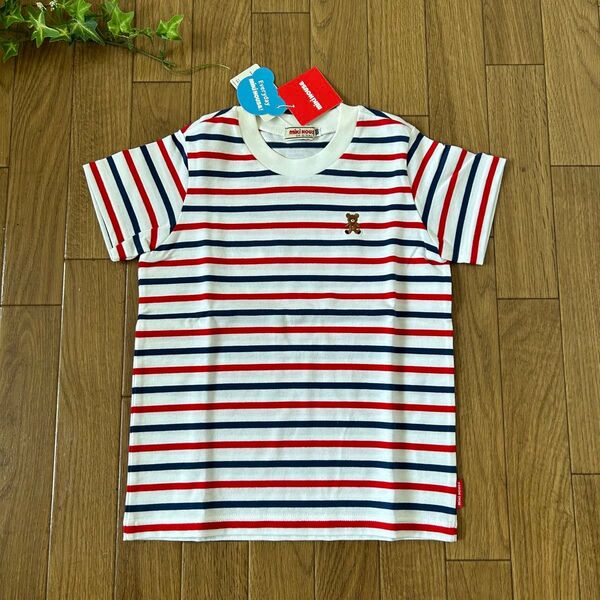 未使用タグ付 ミキハウス ボーダー 半袖Tシャツ 半袖 Tシャツ 半袖シャツ カットソー トリコロールカラー