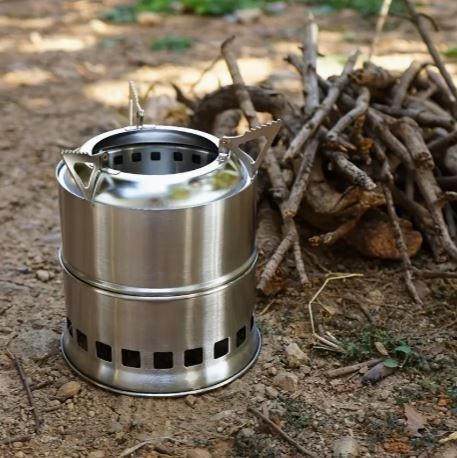 コンパクト ステンレス製 ネイチャーストーブ 焚き火台 グリル 2次燃焼 アウトドア キャンプ ピクニック BBQ 登山 収納袋