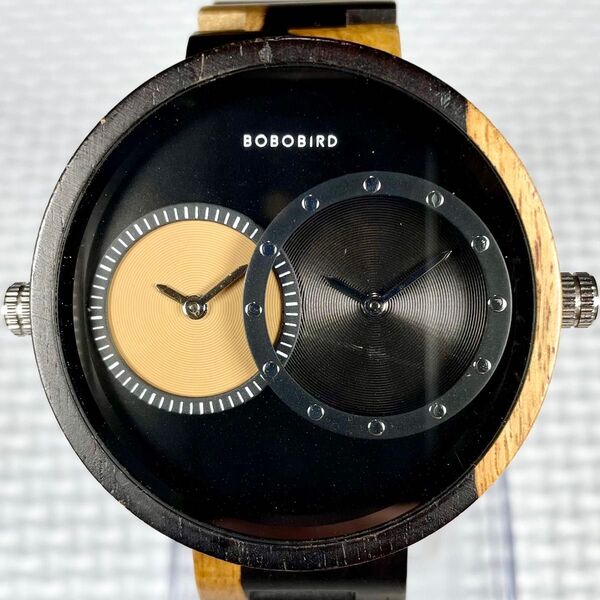【電池新品】BOBOBIRD/ボボバード メンズ 腕時計 木製 デュアルタイム
